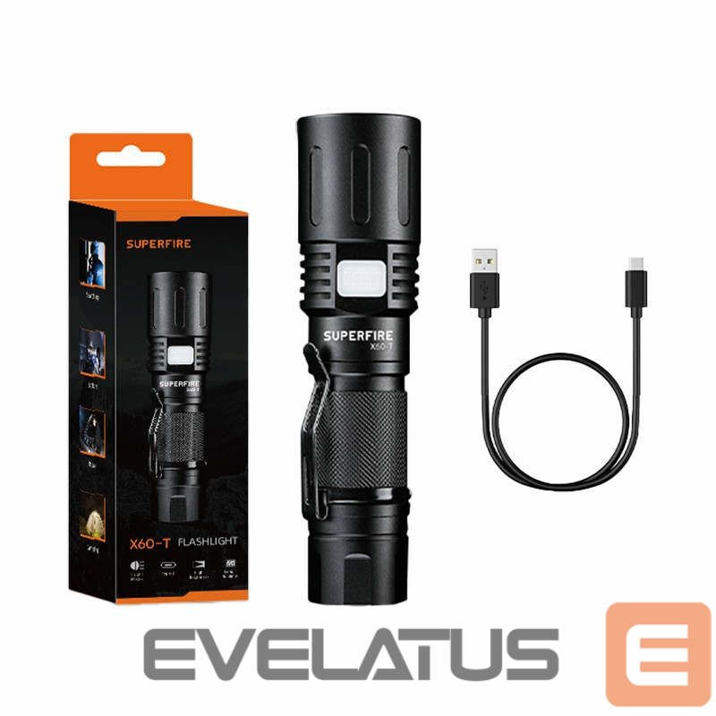 LED taskulamp Supcase Flashlight Superfire X60-T, 1500lm, USB