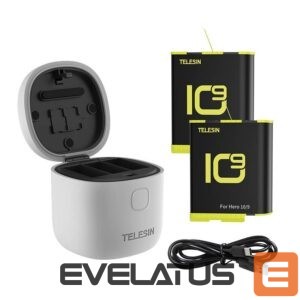 Camera accessory Telesin  3-slot waterproof charger Allin box Telesin for GoPro Hero 9 / Hero 10 + 2 batteries (GP-BTR-905-GY-B) 