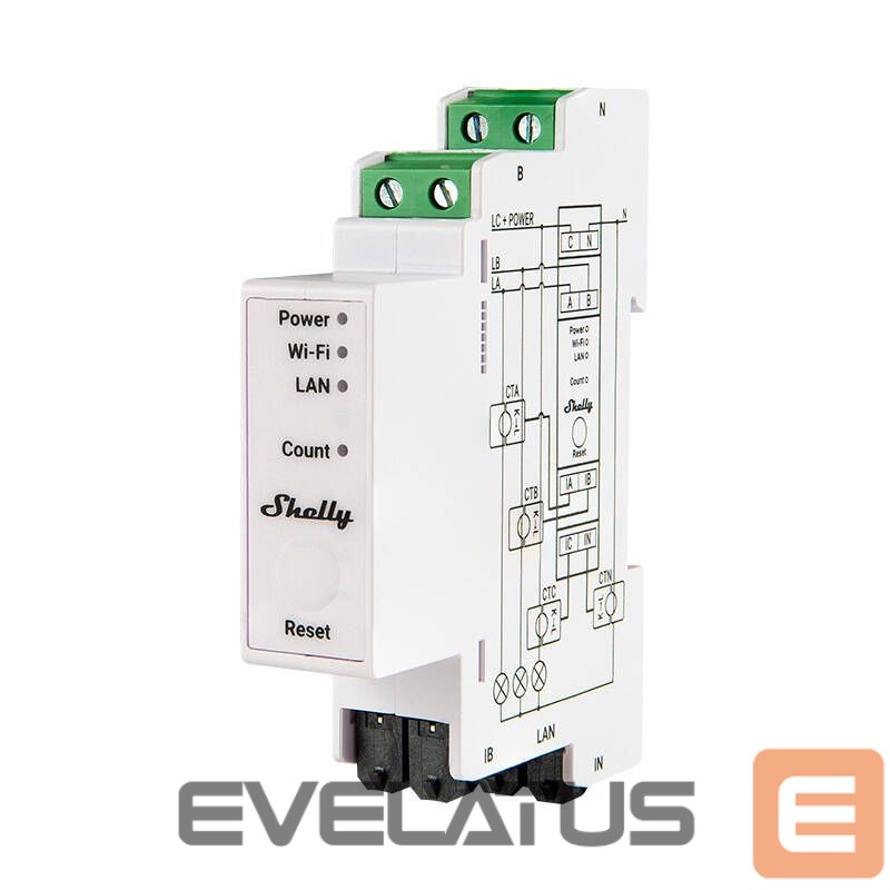 Nutikas seade Shelly 2-phase Energy Meter Shelly PRO 3EM 120A Wi-Fi