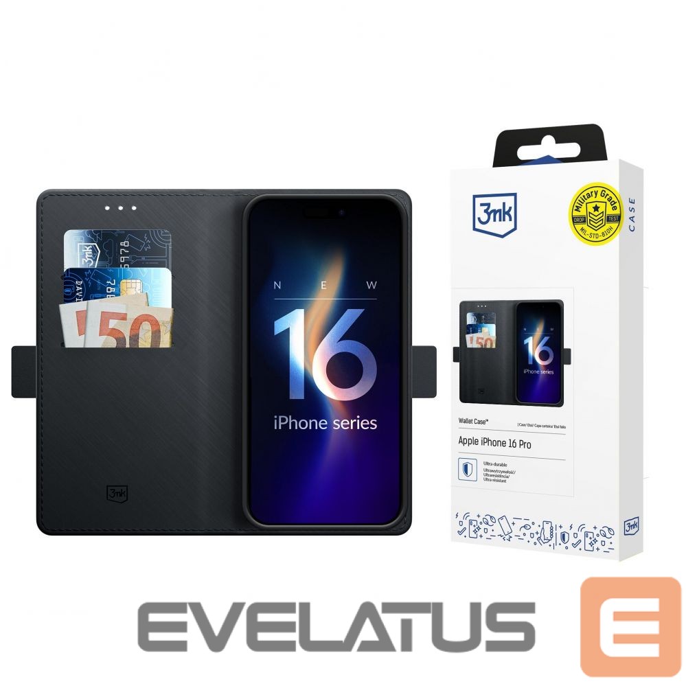 Other Phone Accessory 3MK 3mk Wallet Case for iPhone 16 Pro - Black