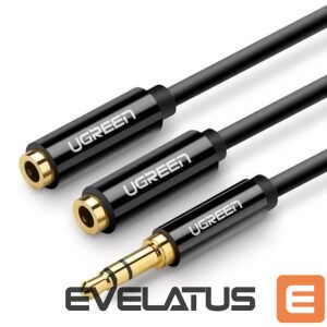 Kabelis Ugreen  cable 3.5 mm headphone splitter mini jack AUX 25cm black (20816) Black