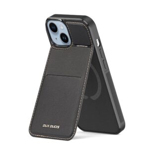 Back panel cover Dux Ducis  3in1 Wallet Case with Stand for iPhone 15 Plus MagSafe RFID Blocker Dux Ducis Rafi Mag - Black 