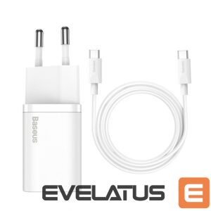 Adapteris Baseus  Baseus Si USB-C 25W 3A fast charger with USB-C / USB-C 1m cable - white