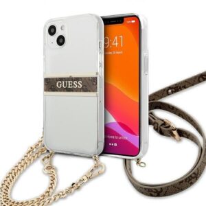 Kitos prekės Guess  [RETURNED ITEM] Guess GUHCP13SKC4GBGO iPhone 13 mini 5.4" Transparent hardcase 4G Brown Strap Gold Chain 