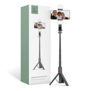 Foto un video aksesuārs Tech-Protect  Tech-Protect L05S Bluetooth Selfie Stick with Tripod up to 105cm with LED Light - Black 