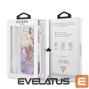 Aizmugurējais vāciņš Guess  Guess Flower Liquid Glitter case for iPhone SE 2022 / SE 2020 / 7 / 8 - purple 