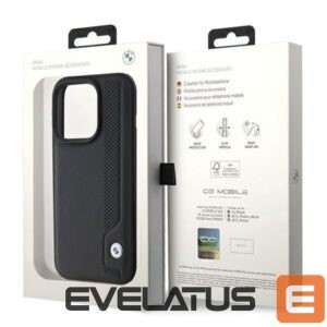 Aizmugurējais vāciņš BMW  BMW Leather Blue Dots iPhone 15 Pro Max Case - Black 