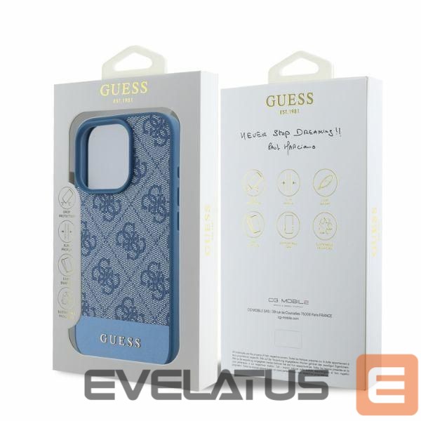 Aizmugurējais vāciņš Guess Guess 4G Bottom Stripe Case for iPhone 16 Pro Max - Blue
