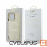 Back panel cover Guess  Guess Saffiano Peony Classic Logo MagSafe case for iPhone 16 Pro - gold 