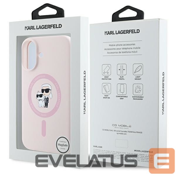 Tagakaaned Karl Lagerfeld Karl Lagerfeld Silicone Karl&Choupette Heads Ring MagSafe Case for iPhone 16 Plus - Pink