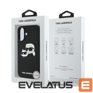 Aizmugurējais vāciņš Karl Lagerfeld  Karl Lagerfeld Silicone Case Nauble Heads Print MagSafe for iPhone 16 Plus - Black 