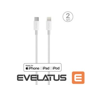 Kabelis Puro Elektrik  Puro Plain Cable for Apple with MFI USB-C - Lightning 2.0 2.4A 2m - White 