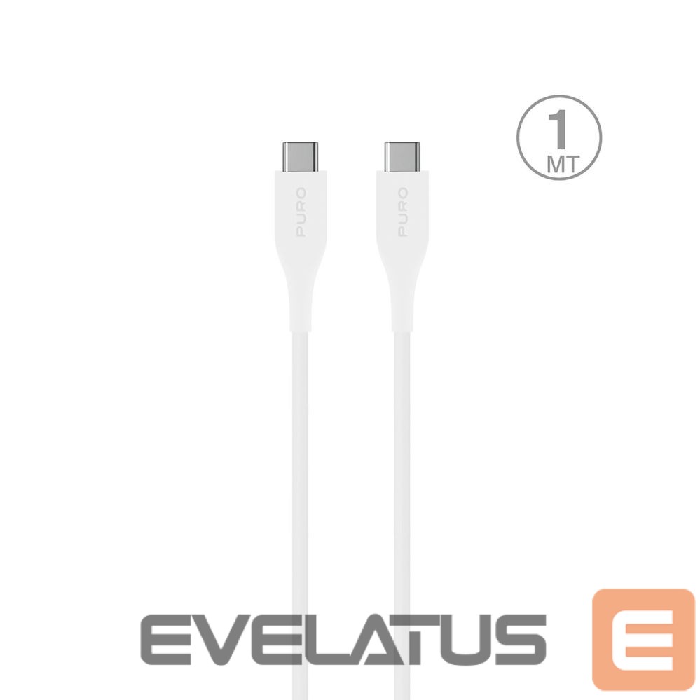 Kabelis Puro Elektrik Puro Plain USB-C - USB-C 2A 1m Cable - White