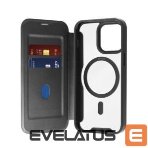 Aizmugurējais vāciņš Puro  Puro Book Mag MagSafe Leather Case with Flap and Card Slot for iPhone 16 Pro - Black 