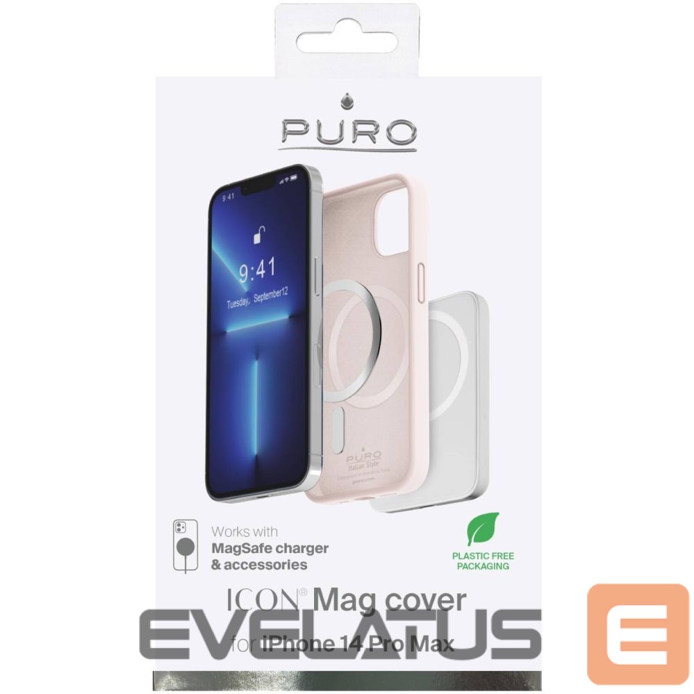 Back panel cover Puro Puro Icon Mag MagSafe Silicone Case for iPhone 14 Pro Max - Pink