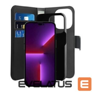Nugarėlės dėklai Puro  Puro Wallet Detachable MagSafe 2in1 PU Leather Case with Flap and Wallet for iPhone 14 Pro Max - Black 