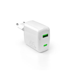 Adaptrid Puro Elektrik  Puro 65W GaN USB-A USB-C Wall Charger - White 