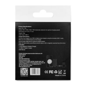 Adapteris Wozinsky  Wozinsky 15W Wireless Qi2 Inductive Charger - Black 