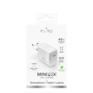 Adaptrid Puro Elektrik  Puro Super Mini 45W PD GaN USB-C Wall Charger - White 