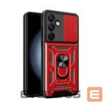 Back panel cover Hurtel  Hybrid Armor Camshield with Stand and Camera Cover for Samsung Galaxy A56 - Red 