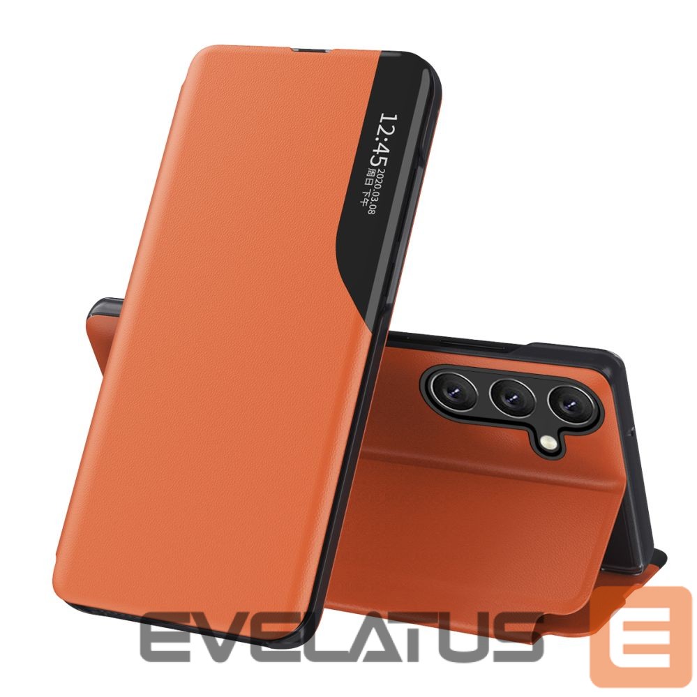 Nugarėlės dėklai Hurtel Eco Leather View Case elegant case with flap and stand function for Samsung Galaxy A26 - orange