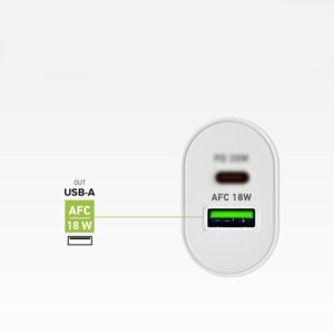 Adapteriai SBS  SBS TETRPD20W 20W USB-A USB-C Wall Charger with Power Delivery - White 