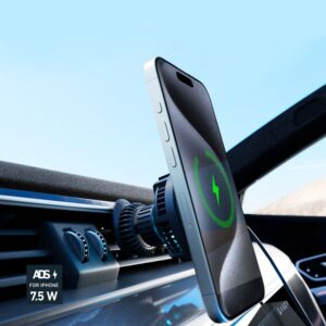 Dokavimo stotelės SBS  Smartphone holder with inductive charger SBS TESUPFANWIR15W 15W for air vent, with cooling - black 