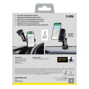 Automatinis laikiklis SBS  SBS TESUPEXTWIR15W 15W Wireless Charger Holder - Black 