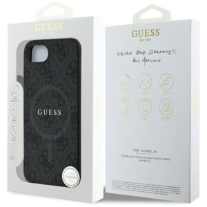 Nugarėlės dėklai Guess  Guess PU Leather 4G Colored Ring Case with MagSafe for iPhone 16e - Black 