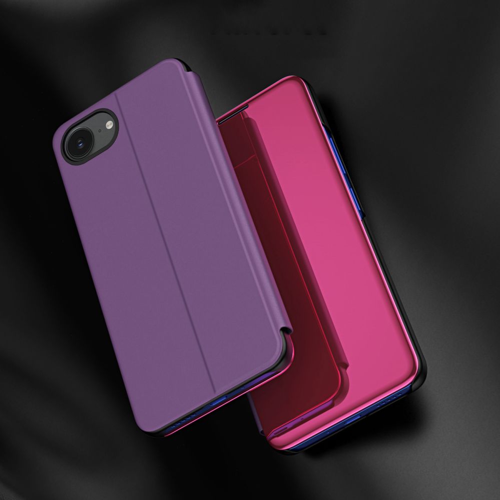 Nugarėlės dėklai Hurtel Clear View Case for iPhone 16e Flip Cover - Pink