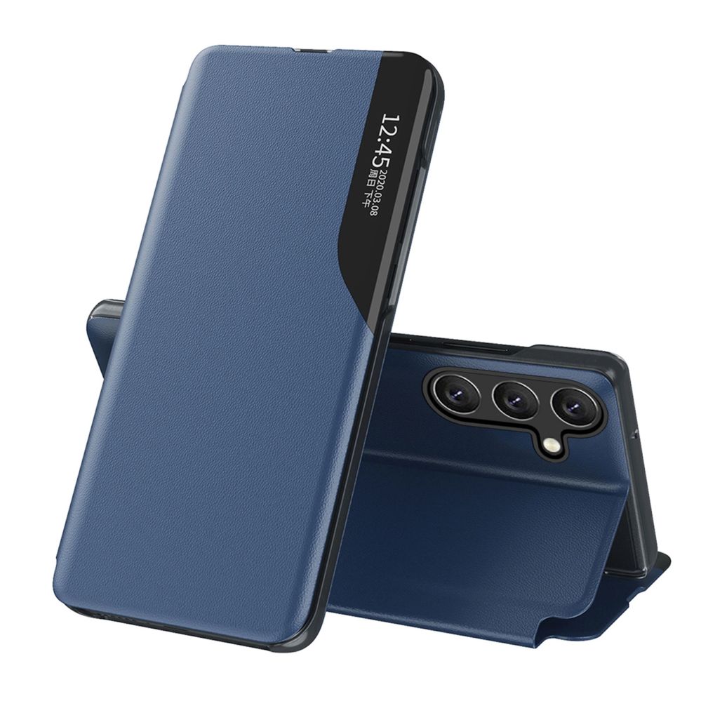 Back panel cover Hurtel Eco Leather View Case elegant case with flap and stand for Samsung Galaxy S25 Edge - blue