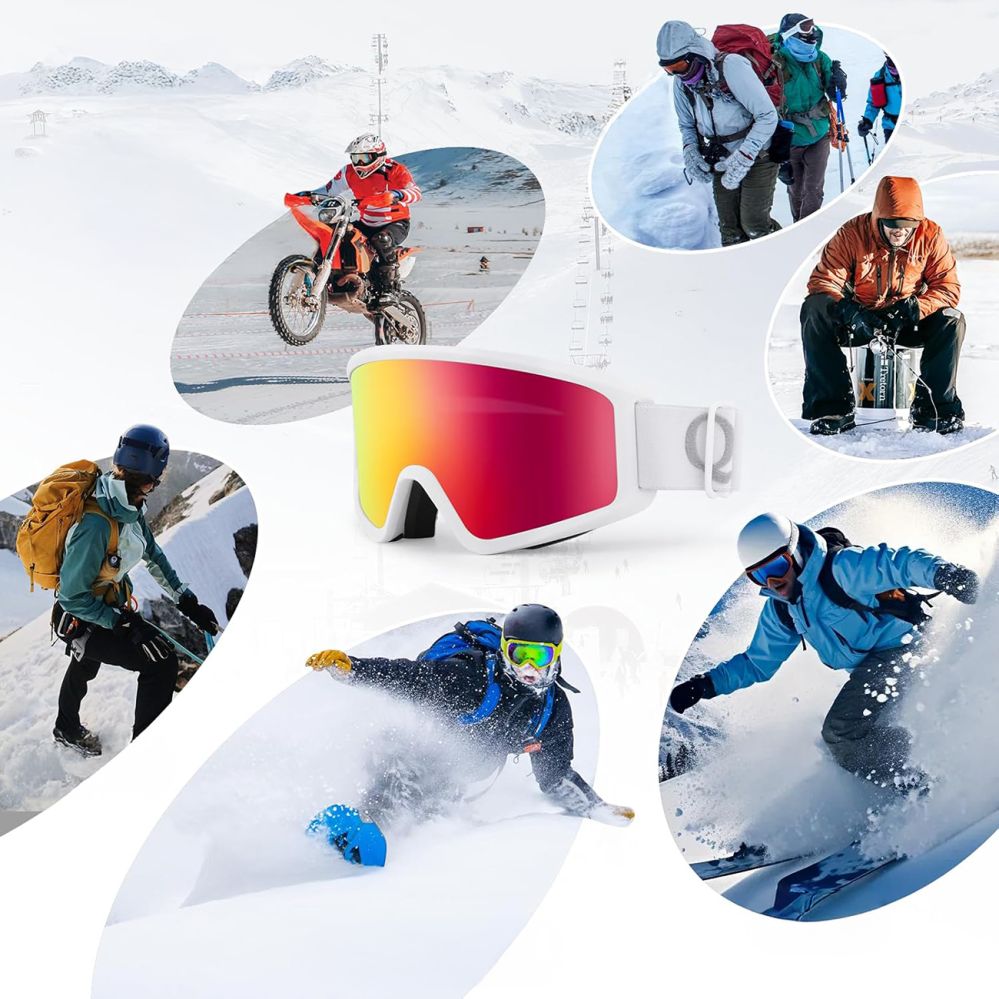 Citas preces Qunature Qunature White Ski Goggles for Adults - White