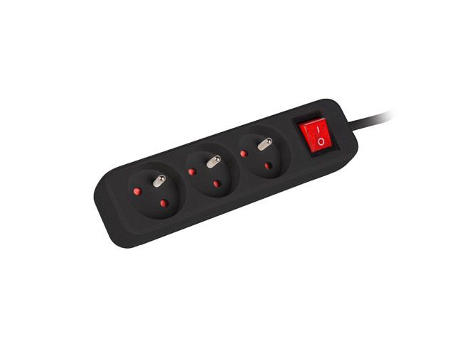 Serverid Lanberg Cable Power Strip, 3X French Outlets with Switch, Quality-Grade Copper, 3 m | PS1-03E-0300-BK
