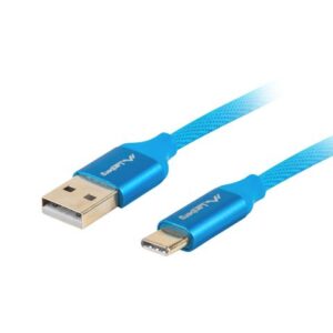 Kaabel Lanberg  USB Type-C to USB Type-A 2.0 Cable Blue Premium QC 3.0, 1 m | CA-USBO-22CU-0010-BL | USB Type-C to USB Type-A 