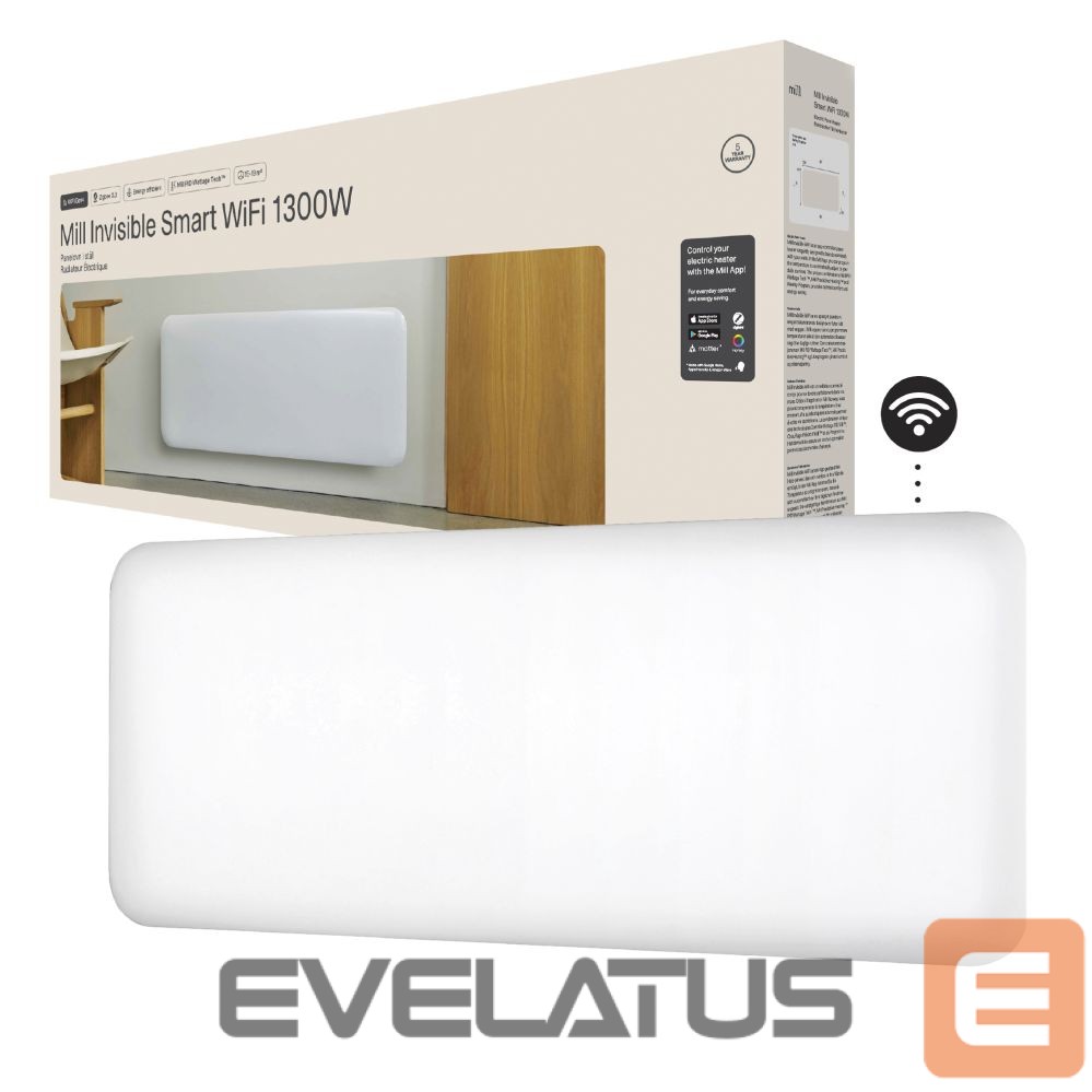 Radiaator Mill Invisible Smart WiFi Heater | PA1300WIFI4 | Panel Heater | 1300 W | Suitable for rooms up to 15-19 m² | White | IPX4