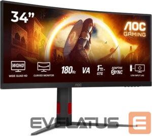 Monitors AOC  CU34G4 | 34 " | Fast VA | UWQHD | 21:9 | 180 Hz | 1 ms | 3440 x 1440 pixels | 300 cd/m² | HDMI ports quantity 2 | Black 