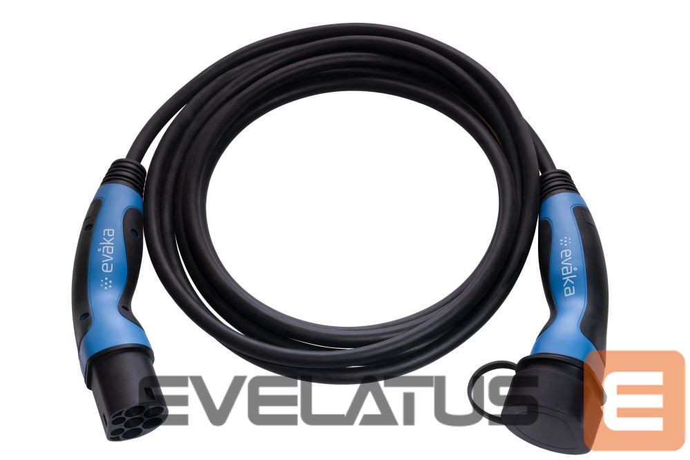 Elektrisõidukite lisavarustus EVAKA EV charging cable Type2-Type2, 22 kW, 32 A, 5x6 mm2, 1x0.5 mm2, 5 m | EVA503325 | Black