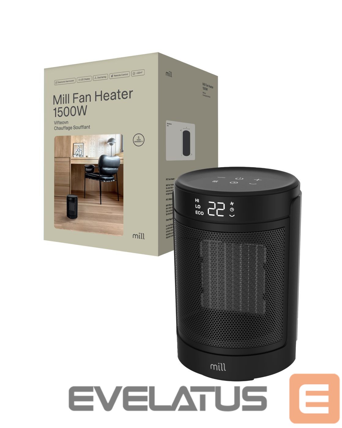 Radiaator Mill FH1500BLACK | Ceramic fan heater | 1500 W | Suitable for rooms up to 22 m² | Black