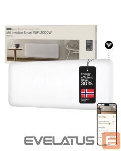Radiators Mill  Invisible Smart WiFi Heater | PA2000WIFI4 | Panel Heater | 2000 W | Suitable for rooms up to 24-28 m² | White | IPX4 