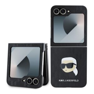 Book case Karl Lagerfeld - Karl Lagerfeld PU Saffiano Monogram Karl Head Case for Samsung Galaxy Z Flip 6 Black 