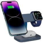 Bezvadu lādētājs Canyon  CANYON Wireless Charging Station Hexagon 310 3in1 DarkGrey/Blue 