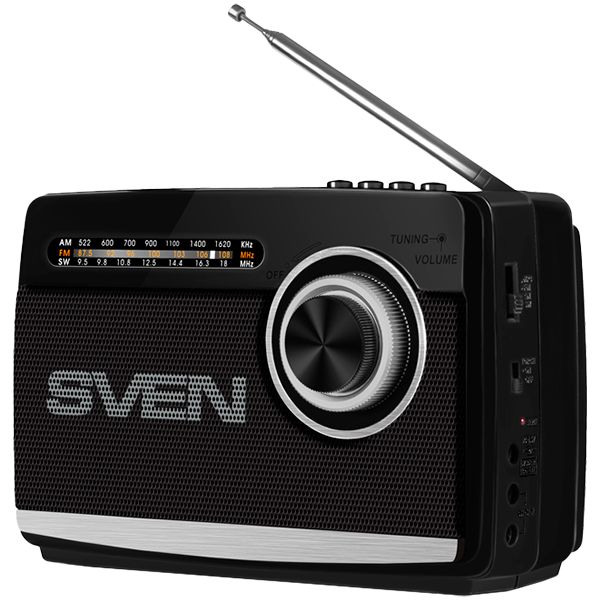 juhtmega kõlarid Sven Speaker SVEN SRP-535, black (3W, FM/AM/SW, USB, microSD, flashlight, battery)