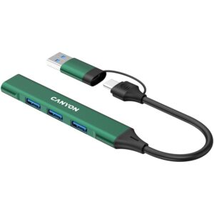 Converter Canyon  CANYON hub DS-02 4in1 USB-A/C Green 