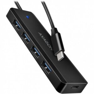 Converter Axagon  AXAGON HUE-C1C 4x USB3.2 Gen 1 Travel hub, USB-C power IN, w. 20cm Type-C cable 