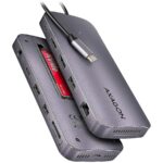 Adapteris Axagon  AXAGON Multiport USB-C 10Gbps hub. NVMe/SATA M.2, HDMI and DisplayPort. Cable USB-C 50 cm. 