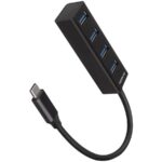 Converter Axagon  AXAGON HUE-M1C 4x USB3.2 Gen 1 MINI hub, metal, 20cm USB-C cable 