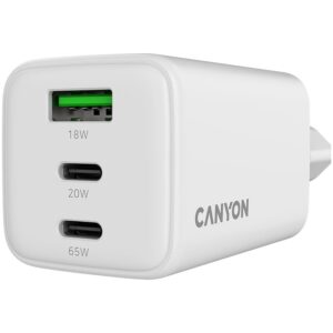 Adapter Canyon  CANYON charger CU65ACC GaN 65W 2xPD 1xQC EU White 