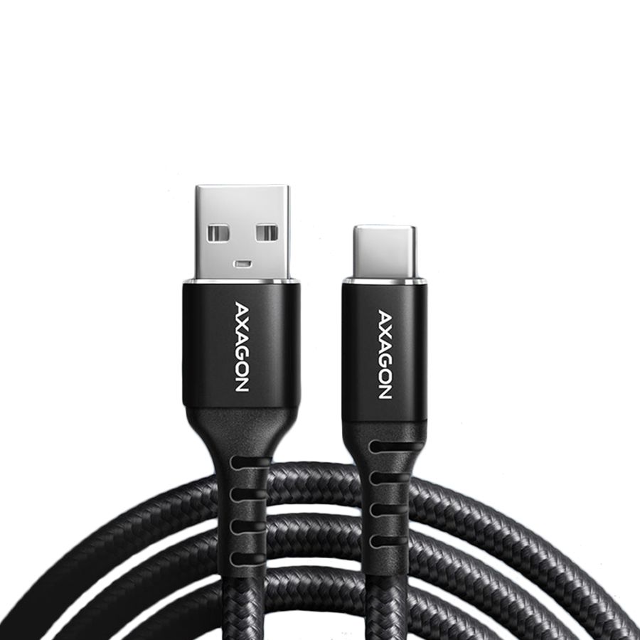 Cable Axagon Axagon Data and charging USB 2.0 cable length 1.5 m. 3A. Black braided.