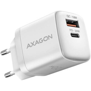 Adapter Axagon  AXAGON ACU-PQ20W wall charger QC3.0/AFC/FCP + PD type-C, 20W, white 