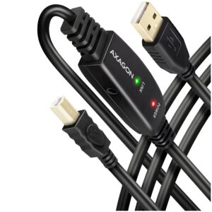Adapteriai Axagon  Aragon ADR-210B Active connection USB 2.0 A-M > B-M cable, 10 m long. Power supply option. 